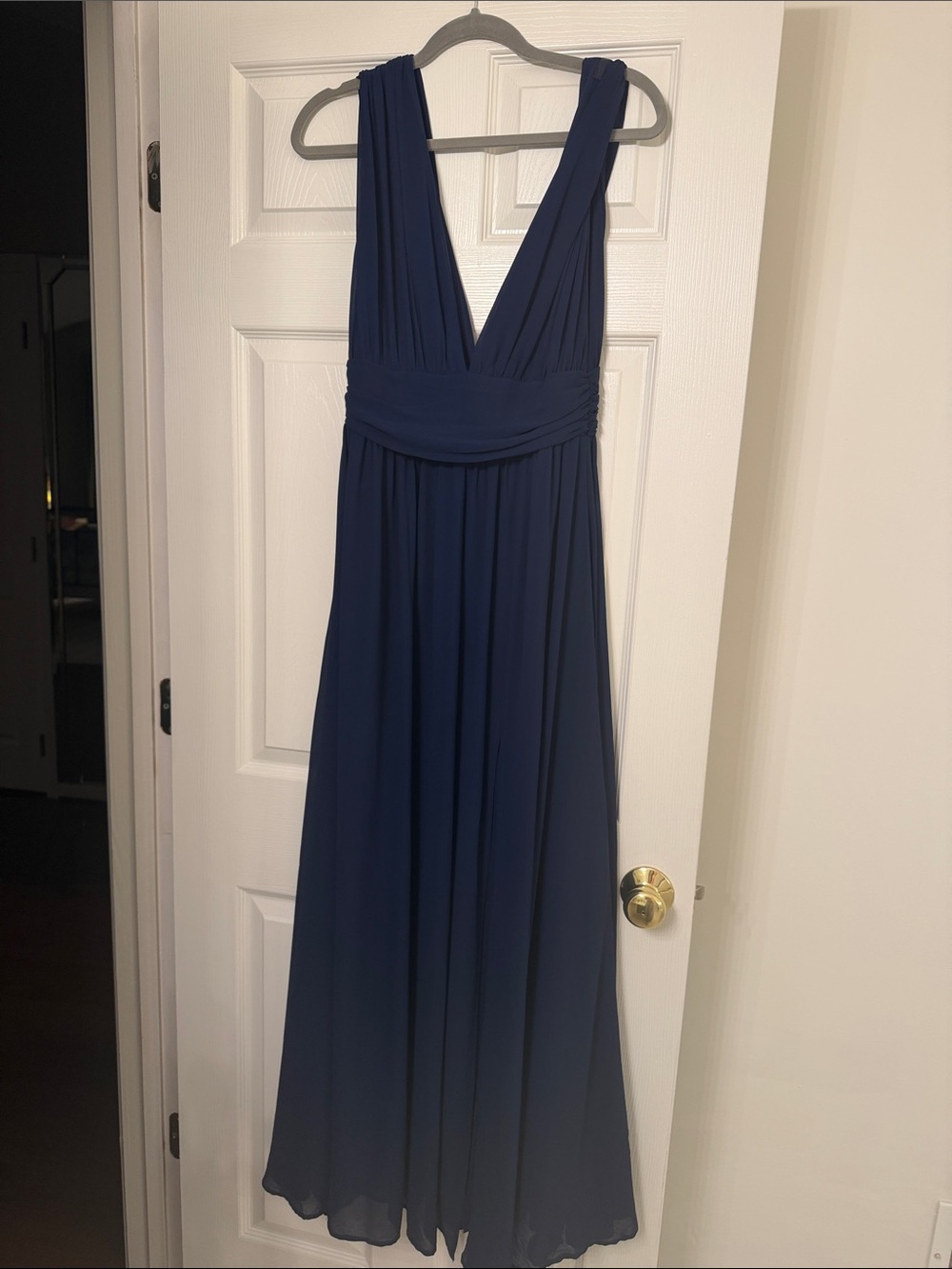 Lulu's Navy Deep V-Neck Maxi Dress